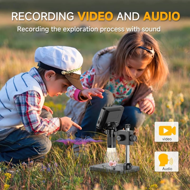 ETZIN 4.3" LCD Digital Microscope for Adults Kids, Coin Micros-cope 50X - 1000X Magnification with IPS Screen, 8 LED Lights, PC View, USB Microscope for Windows/MacOS, Black (EPL-1220IM) - Image 4