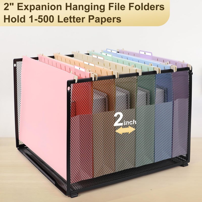 YOPCDJ Extra Capacity Plastic Hanging File Folders Letter Size,12 Pack 2 Inch Capacity Hanging File folders with Tabs,Heavy Duty for Filing Cabinet,Home and Office File,Pastel Colors - Image 3