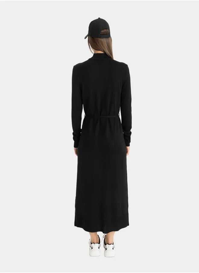 DeFacto Solid Regular Fit Turtleneck Maxi Knit Dress