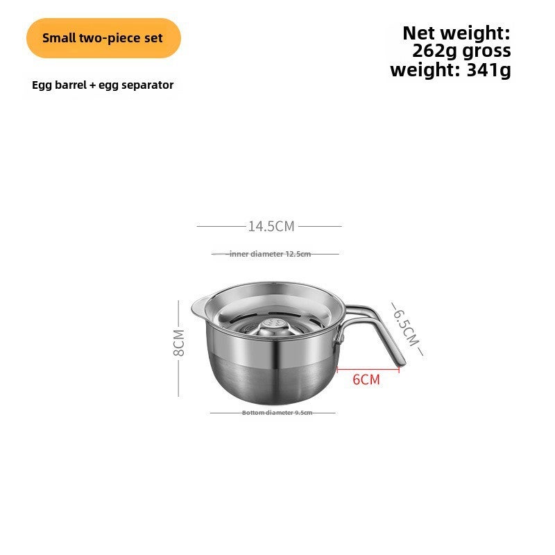 Cross-border Hot Sale 304 Stainless Steel Egg White Separator with Barrel Egg Separator Household Baking Tools Egg Separator(Small Two-Piece Set, Egg white separator [304 stainless steel]]) - Image 1