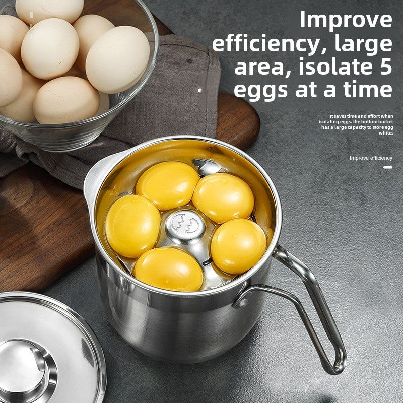 Cross-border Hot Sale 304 Stainless Steel Egg White Separator with Barrel Egg Separator Household Baking Tools Egg Separator(Small Two-Piece Set, Egg white separator [304 stainless steel]]) - Image 4