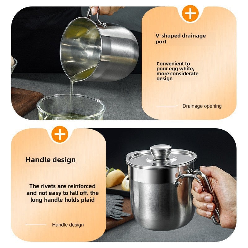 Cross-border Hot Sale 304 Stainless Steel Egg White Separator with Barrel Egg Separator Household Baking Tools Egg Separator(Small Two-Piece Set, Egg white separator [304 stainless steel]]) - Image 5