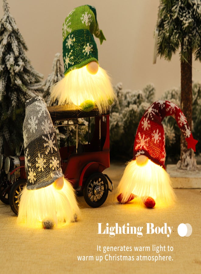 Light-Up Gnome Christmas Ornament Sitting Coffee Bar/Home Decor Gnome Plush Doll with LED Light Christmas Decor, Grey Short Legs - Image 5