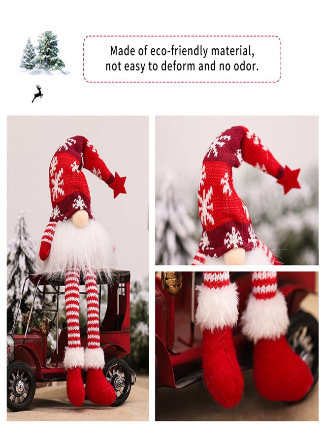 Light-Up Gnome Christmas Ornament Sitting Coffee Bar/Home Decor Gnome Plush Doll with LED Light Christmas Decor, Grey Short Legs - Image 3