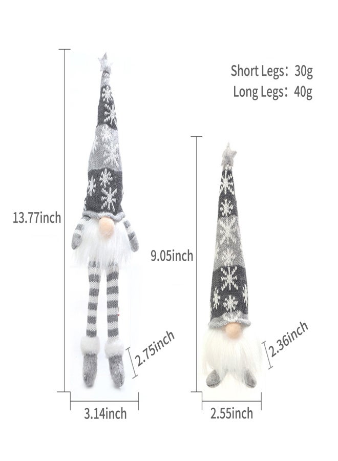 Light-Up Gnome Christmas Ornament Sitting Coffee Bar/Home Decor Gnome Plush Doll with LED Light Christmas Decor, Grey Short Legs - Image 4