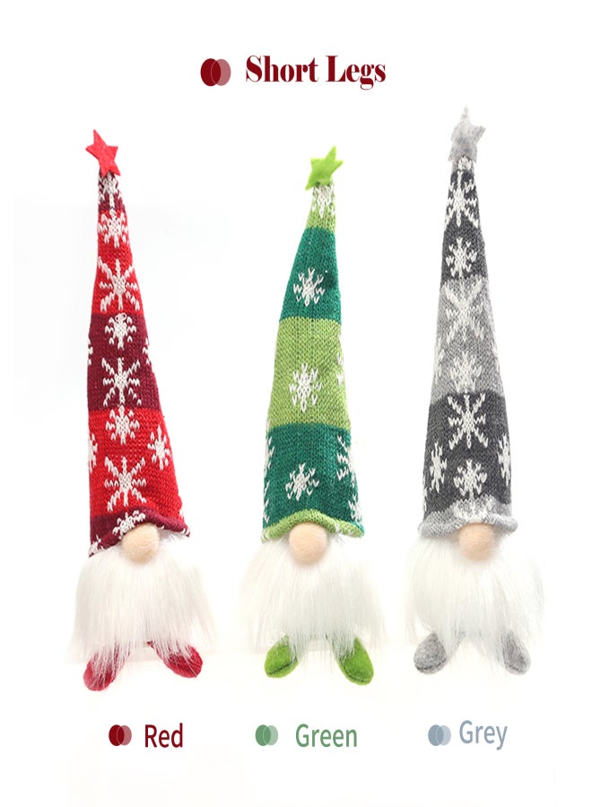 Light-Up Gnome Christmas Ornament Sitting Coffee Bar/Home Decor Gnome Plush Doll with LED Light Christmas Decor, Grey Short Legs - Image 2