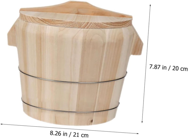 Household Cedar Wood Rice Steaming Bucket with Lid 21cm Kitchen Rice Container Barrel for Steamed Cooking Home Kitchen Accessory for Preparation - Image 2