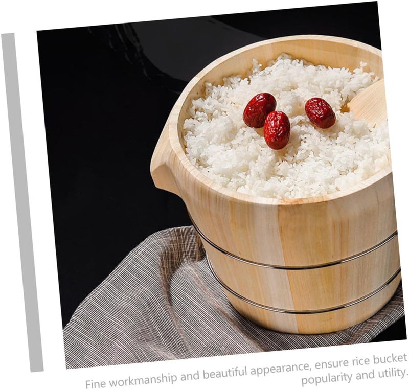Household Cedar Wood Rice Steaming Bucket with Lid 21cm Kitchen Rice Container Barrel for Steamed Cooking Home Kitchen Accessory for Preparation - Image 3