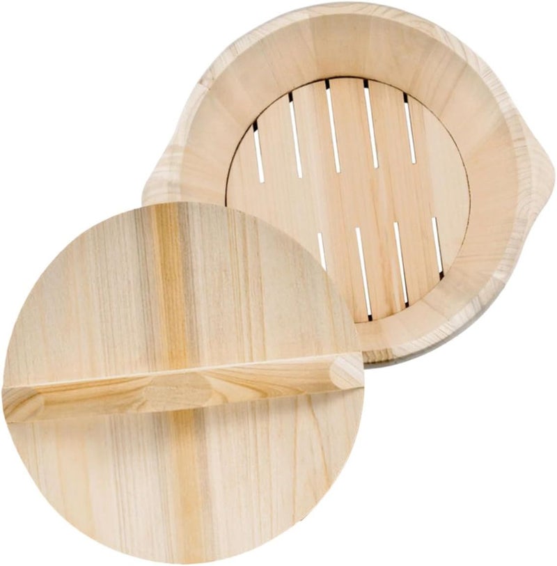 Household Cedar Wood Rice Steaming Bucket with Lid 21cm Kitchen Rice Container Barrel for Steamed Cooking Home Kitchen Accessory for Preparation - Image 1