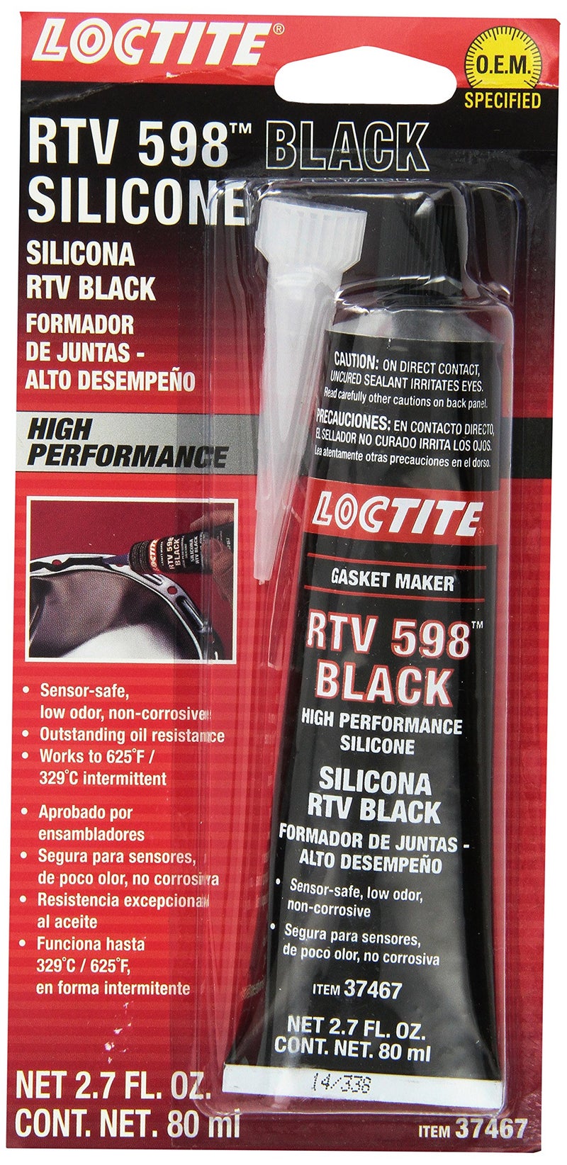 LOCTITE Automotive RTV Silicone Gasket Maker Black 598 - High Performance, Sensor-Safe, Non-Corrosive, Flexible, Oil Resistant - 80 ml, 1 Pack - Image 3
