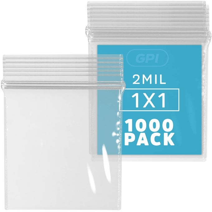 1000 COUNT 1 X 1 SMALL ZIP BAGS MINI RECLOSABLE TINY ZIPPER BAGGIES 2 MIL CLEAR PLASTIC RESEALABLE STORAGE BAGS WITH ZIP TOP LOCK FOR PACKAGING JEWELRY DIAMONDS PILLS POWDERS