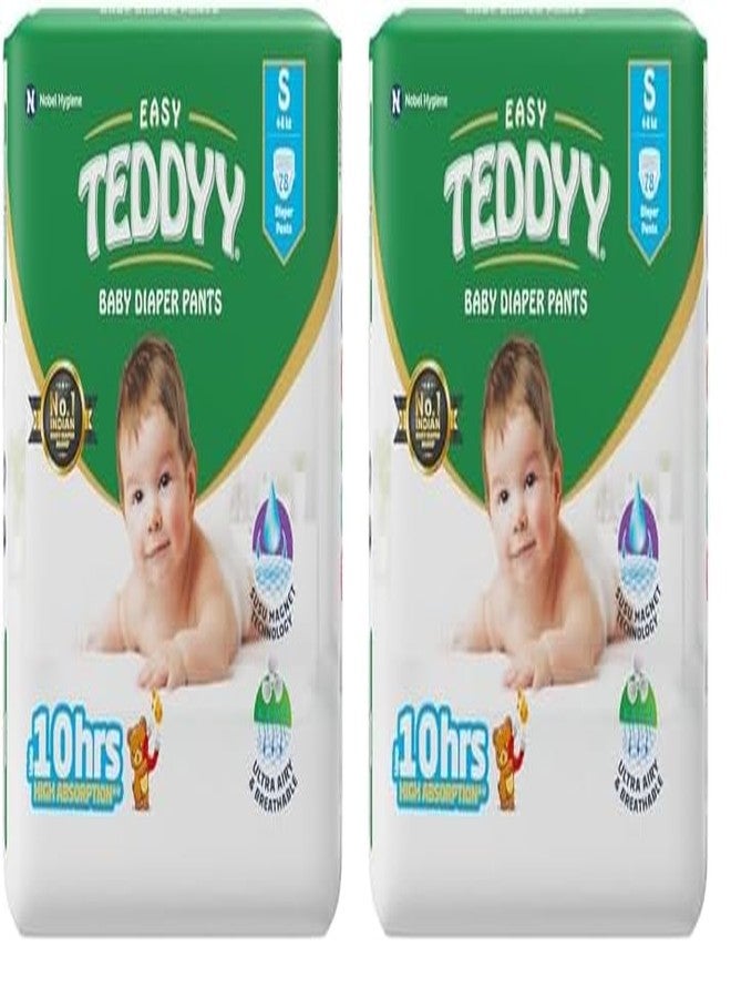 TEDDYY Baby Easy Pant Diapers Small 78 Count (Pack of 2), 4-8 kgs, 12 hrs Leak Protection, Anti - Bacterial