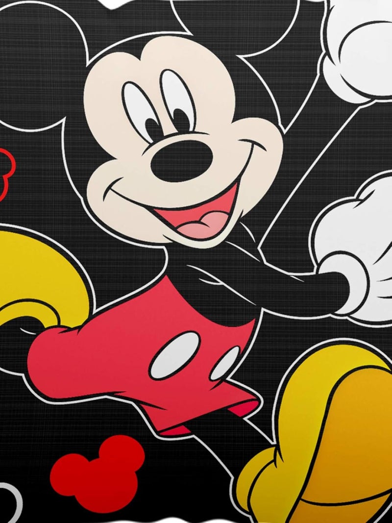 Kuber Industries Kuber Industries Disney Mickey Print Silk Special Long Crush Pillow Cover Set of 2 BlackKUBMART010048  - Image 3