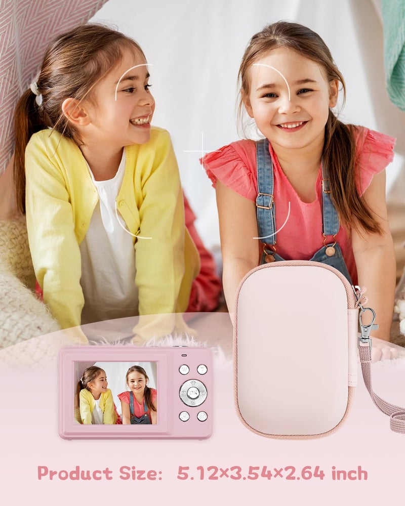 SQERO Camera Case for Digital Camera CAMKORY DC403 FHD 1080P/ KODAK PIXPRO FZ55/ FZ45/ STUOGYUM DC402-AF, SD Card Storage Travel Carry Cute Case Bag Small (Pink) - Image 5