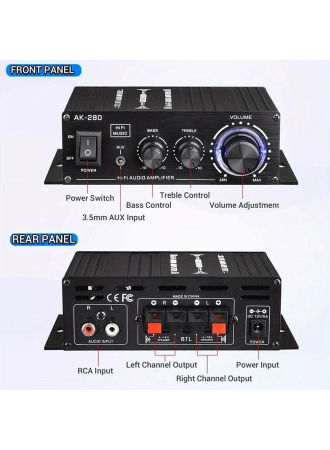 40W Mini 2 0 CH Audio Power Amplifier 1pc Bass Treble Control For Car Home Garage - Image 5
