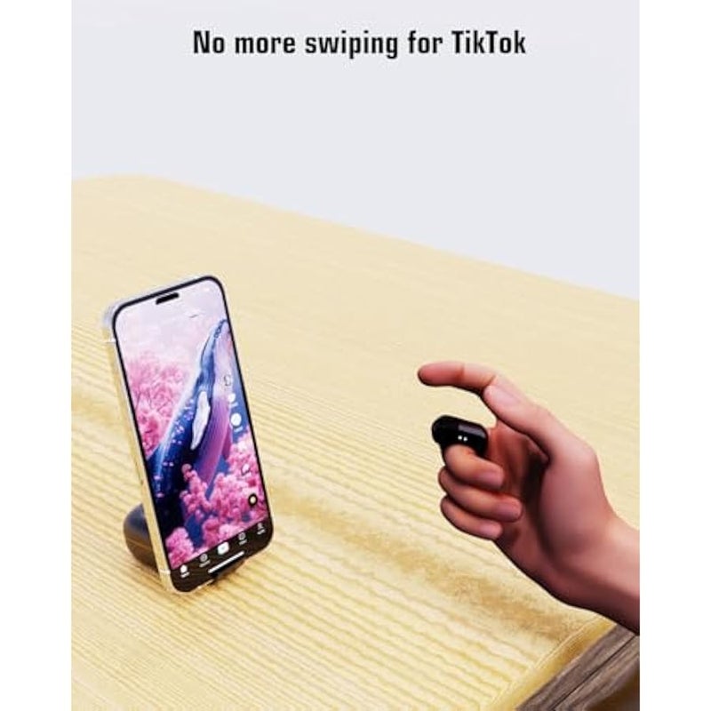 أنكوفو حلقة تمرير تيك توك من جوفوهوت، ماوس هوائي مع لوحة لمس، بلوتوث / لاسلكي لاجهزة ايفون/اندرويد/الكمبيوتر، جهاز تحكم عن بعد للكاميرا/تسجيل الفيديو/تطبيق كيندل (اسود) - Image 3