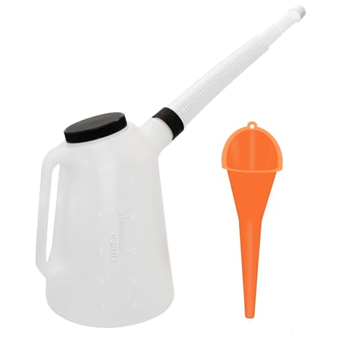 Riavzau 5Quart Oil Jug, Oil Measuring Container Automotive, Plastic Measures with Lid and Cap Dispenser with Spout Funnels for Automotive Oil Change - Image 1