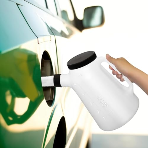 Riavzau 5Quart Oil Jug, Oil Measuring Container Automotive, Plastic Measures with Lid and Cap Dispenser with Spout Funnels for Automotive Oil Change - Image 3