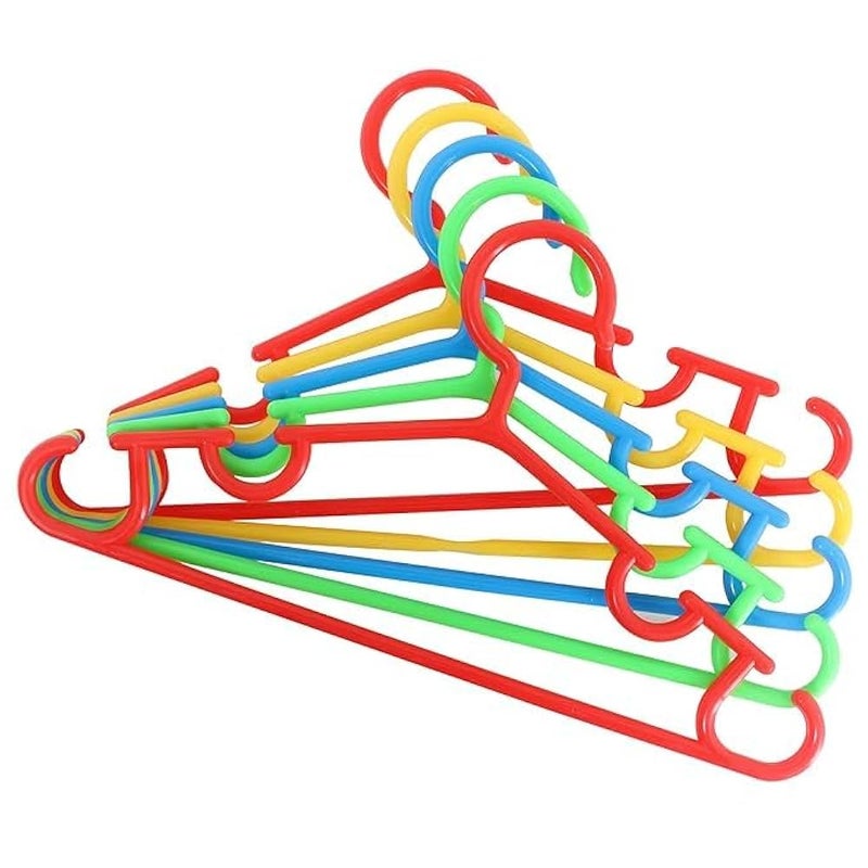 Set Of 6 Wardrobe Small Size Cloth Hangers Plastic - Random Colors And Shapes Additional Loops For Children Dresses Shirts Durable Lightweight Non Slip Design For Closet Storage Organization - Image 5