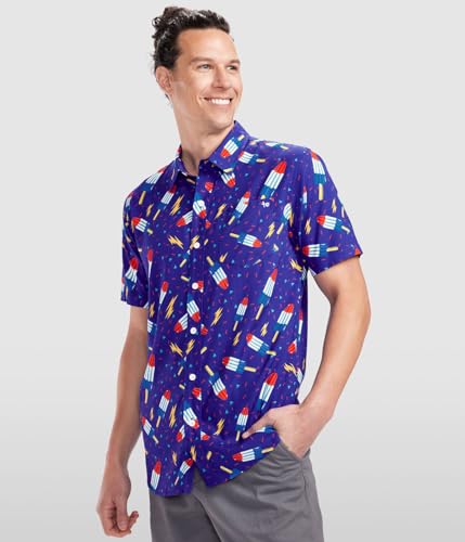 Tipsy Elves Blue Grand Finale Popsicle USA Button Down Shirt for Men Size X-Large - Image 3
