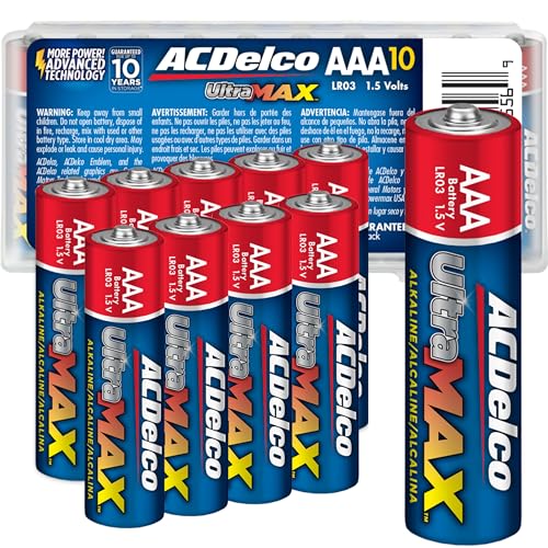 PowerMax ACDelco UltraMAX 10-Count Triple AAA Batteries, Alkaline Battery with Advanced Technology for Home and Office, 10-Year Shelf Life, Recloseable Packaging - Image 1