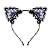 FlashingBlinkyLights Black Lace Light Up Kitty Cat Ears Headband with White LEDs - Image 3
