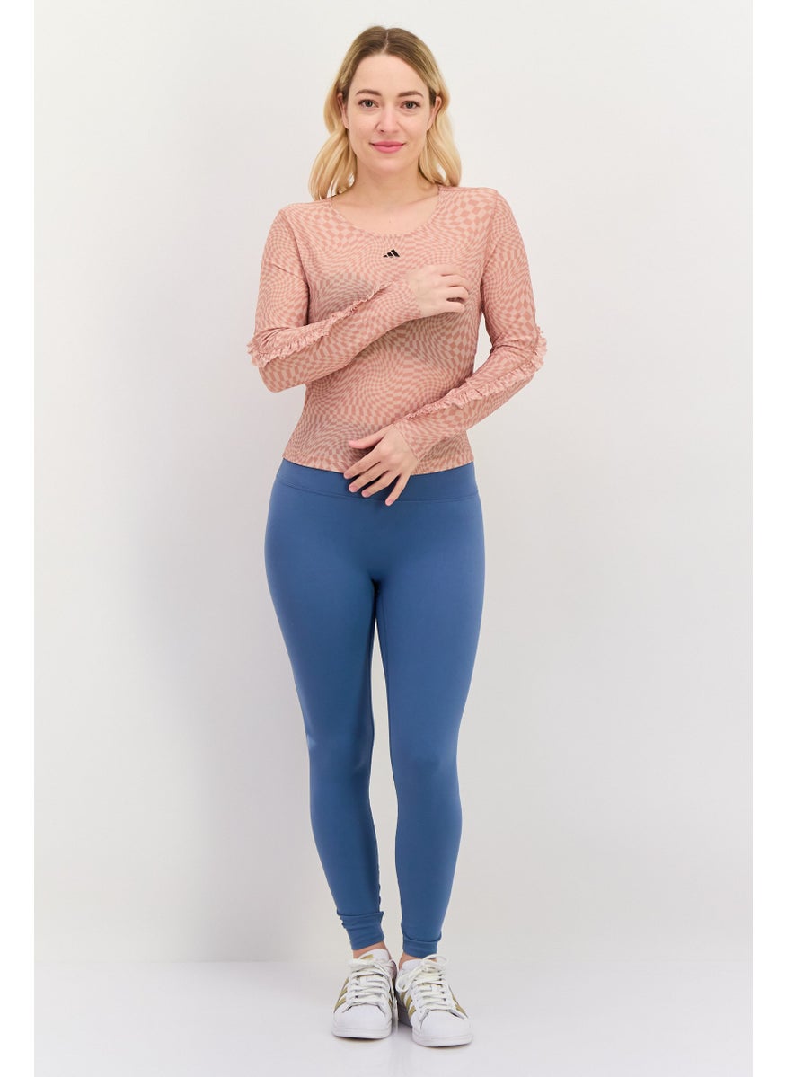 Adidas - Women Sportswear Fit Long Sleeves Yoga Top, Tan Combo - Image 1