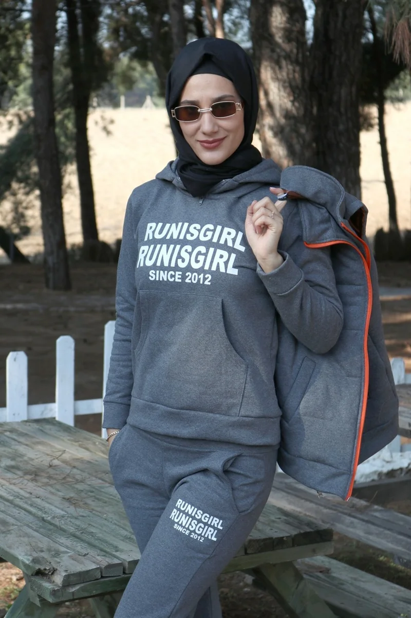 باربورا Daily Winter Stylish and Comfortable Triple Women's Hijab Tracksuit Set 119FUMETESETTÜR