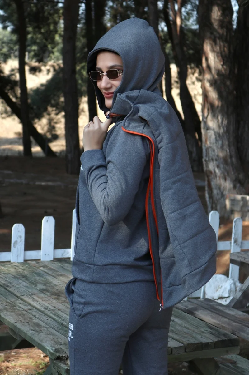 باربورا Daily Winter Stylish and Comfortable Triple Women's Hijab Tracksuit Set 119FUMETESETTÜR