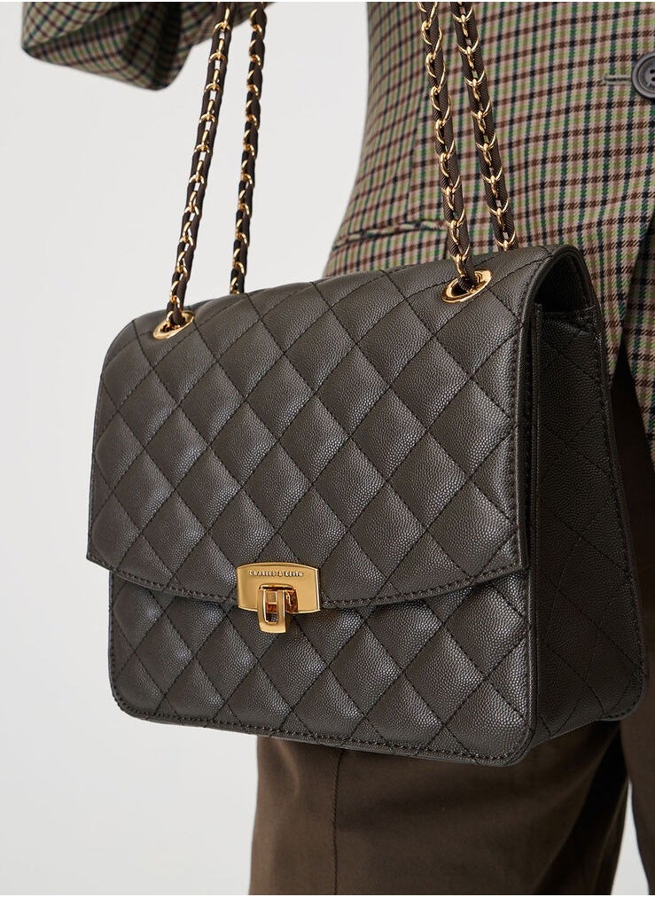 Charles & Keith Quilted Chain Strap Clutch  - Image 2