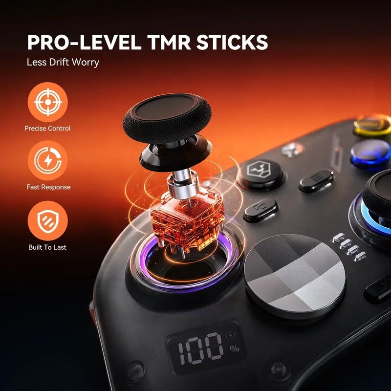Aolion K30 Wireless RGB Game Controller for Switch 2 / PC / Phone, Hall Trigger, with Charging Base, Black - Image 5