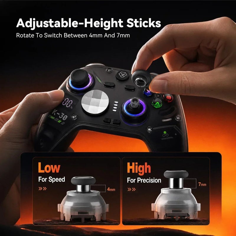 Aolion K30 Wireless RGB Game Controller for Switch 2 / PC / Phone, Hall Trigger, with Charging Base, Black - Image 2