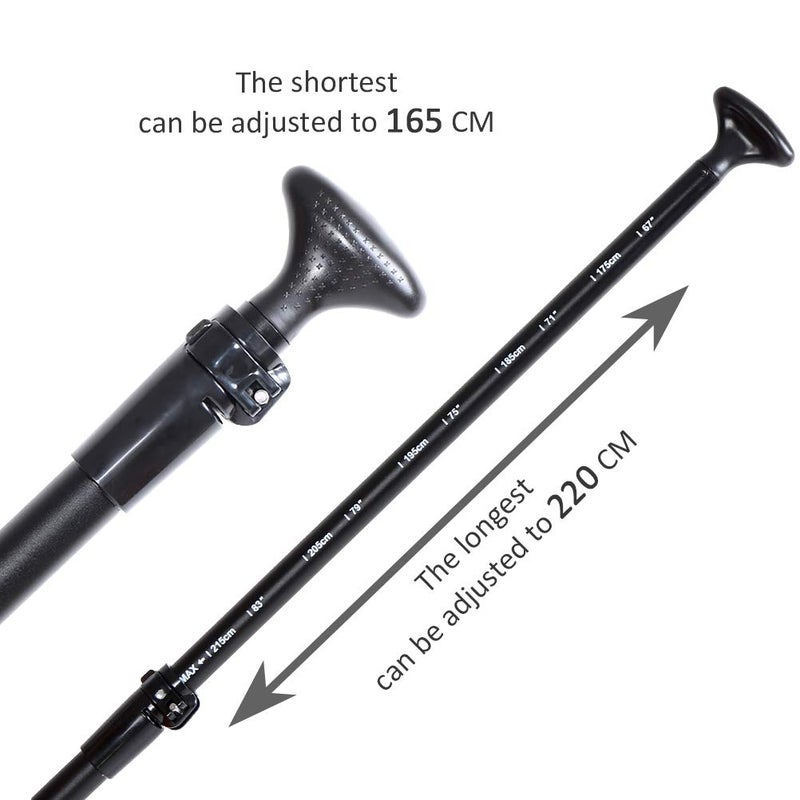 Karltion SUP Paddle - Adjustable 3 Pieces Stand-Up Board Paddles Floating Aluminum Alloy Shaft Easy Packable Travel SUP-Black - Image 4