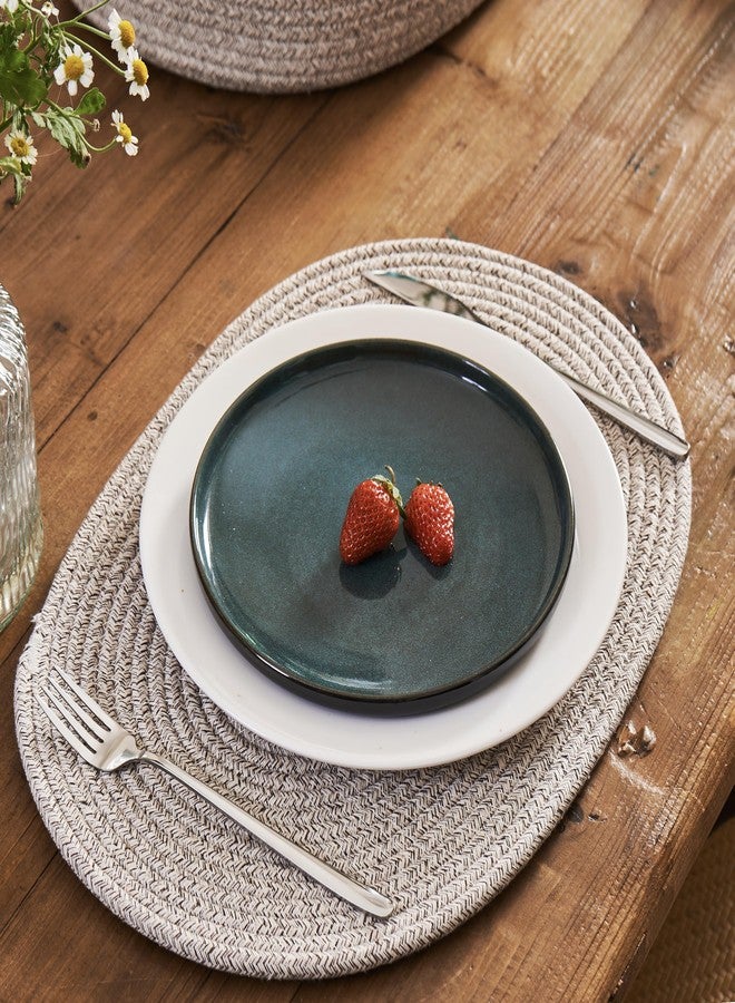 ART pinecone Placemats Set of 6 Oval - Woven Boho Farmhouse Table Mats for Dining Table for 6, Kitchen Decor, Washable and Handmade Rustic Table Accessories (16 * 12, Taupe Mix) - Image 3