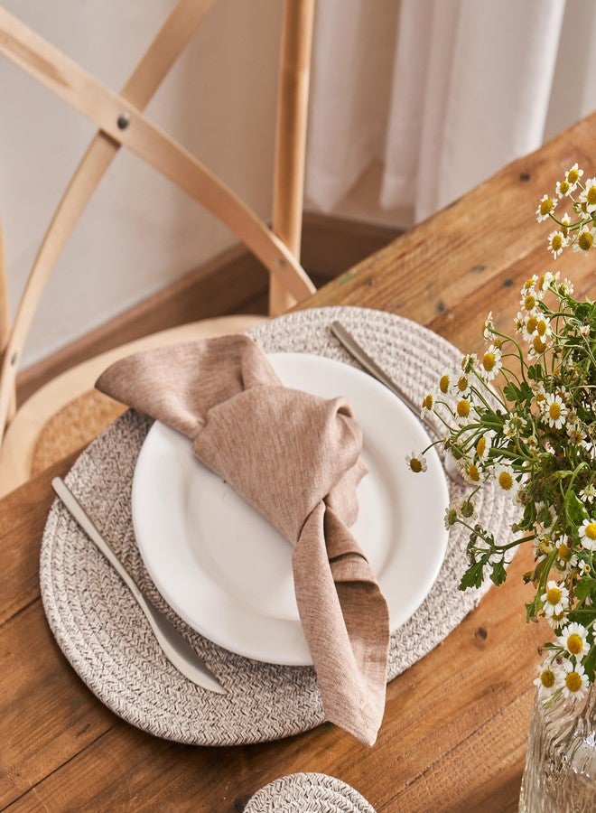 ART pinecone Placemats Set of 6 Oval - Woven Boho Farmhouse Table Mats for Dining Table for 6, Kitchen Decor, Washable and Handmade Rustic Table Accessories (16 * 12, Taupe Mix) - Image 4
