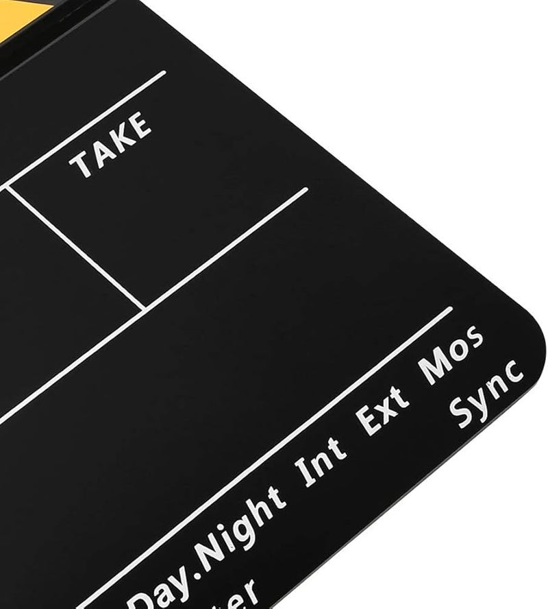 Yellow Striped Acrylic Clapperboard 30x25cm Professional Director Board With Built In Magnets - Image 3