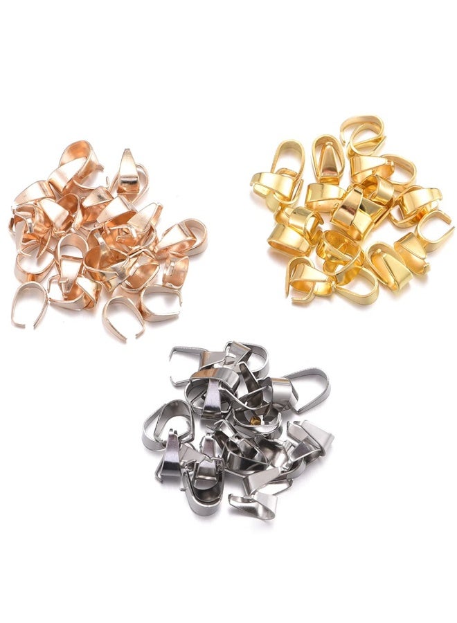 Weyuley 300pcs Mixed Metal Pinch Clip Clasp Bail Finish Necklace Clasps Pendant Clasps Claw BailHook Pendant Connectors Clasps forJewelry DIY Craft Making 6mmx9mm A573 - Image 2