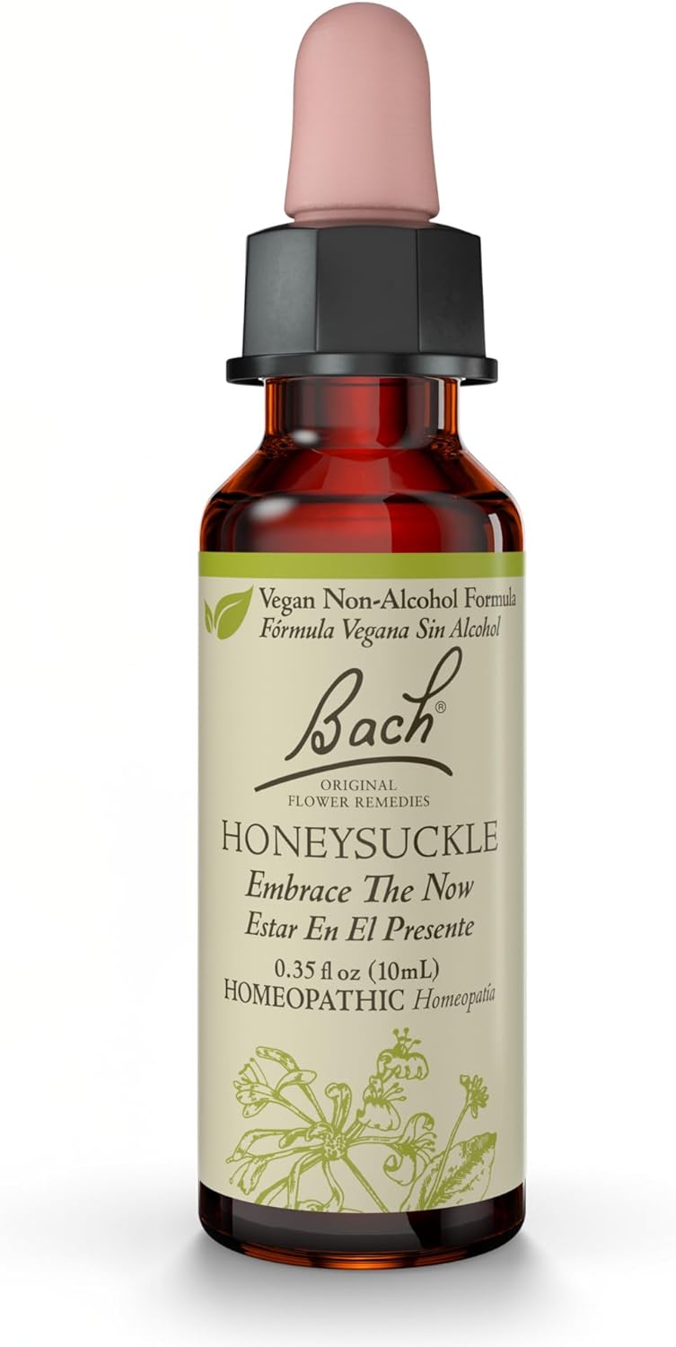 Bach Bach Original Flower Remedies, Honeysuckle (Non-Alcohol Formula) - Embrace The Now - Natural Homeopathic Flower Essence for Emotional Balance - Vegan, Gluten Free, Sugar Free - 10mL Dropper