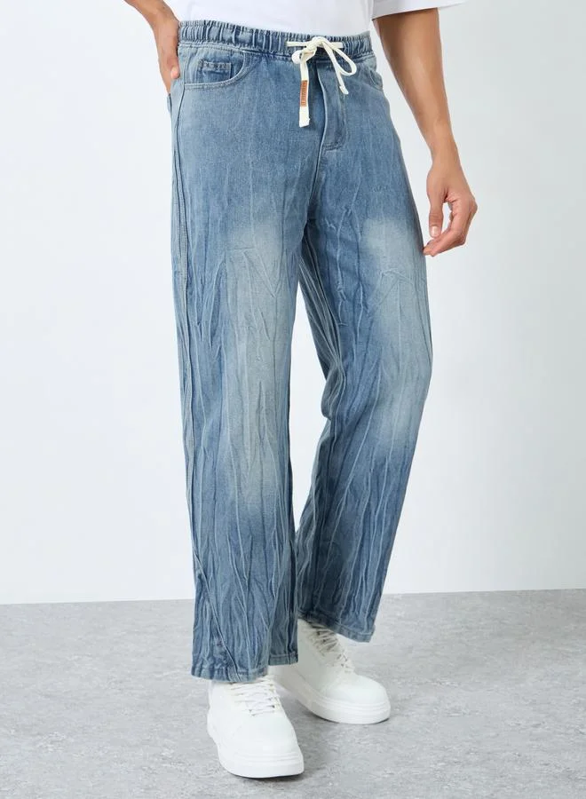 Styli Men Relaxed Fit Jeans with Drawcord Waist