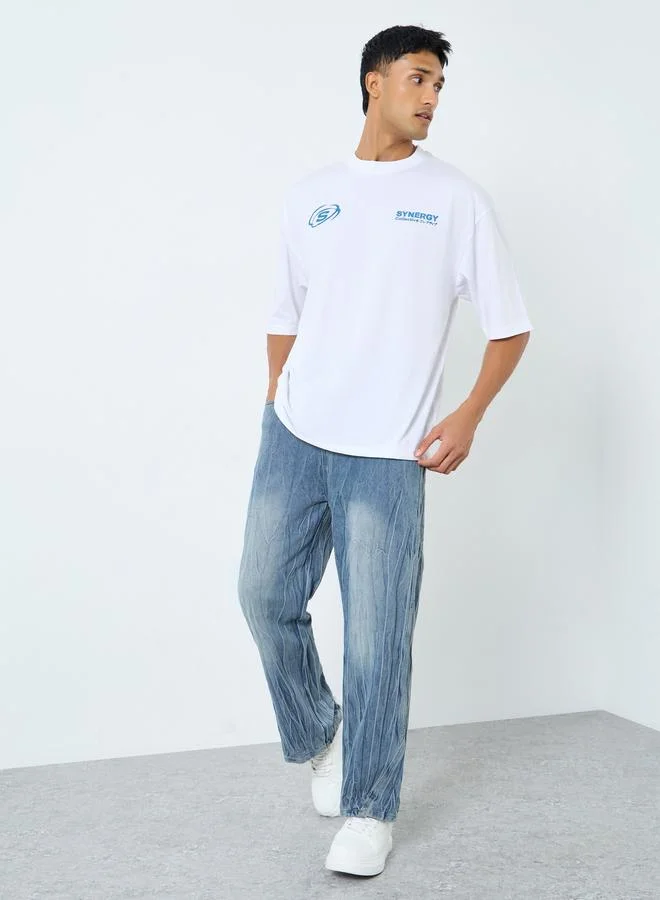 Styli Styli Men Relaxed Fit Jeans with Drawcord Waist