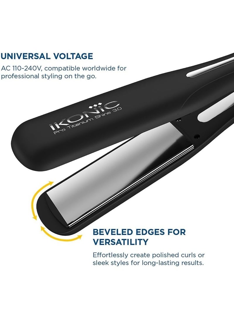 Ikonic Pro Titanium Shine 3.0 Hair Straightener, Dual Floating Titanium Plates, Black - Image 4