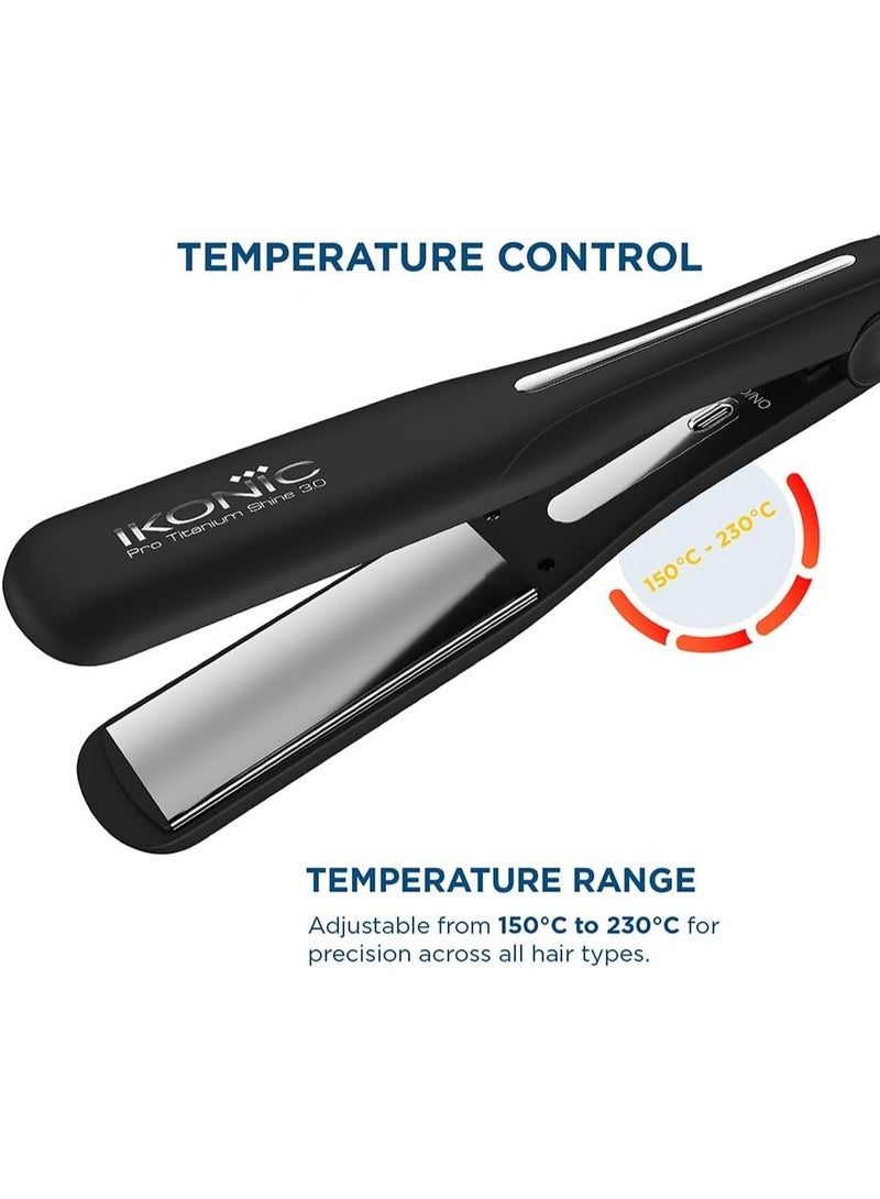 Ikonic Pro Titanium Shine 3.0 Hair Straightener, Dual Floating Titanium Plates, Black - Image 5
