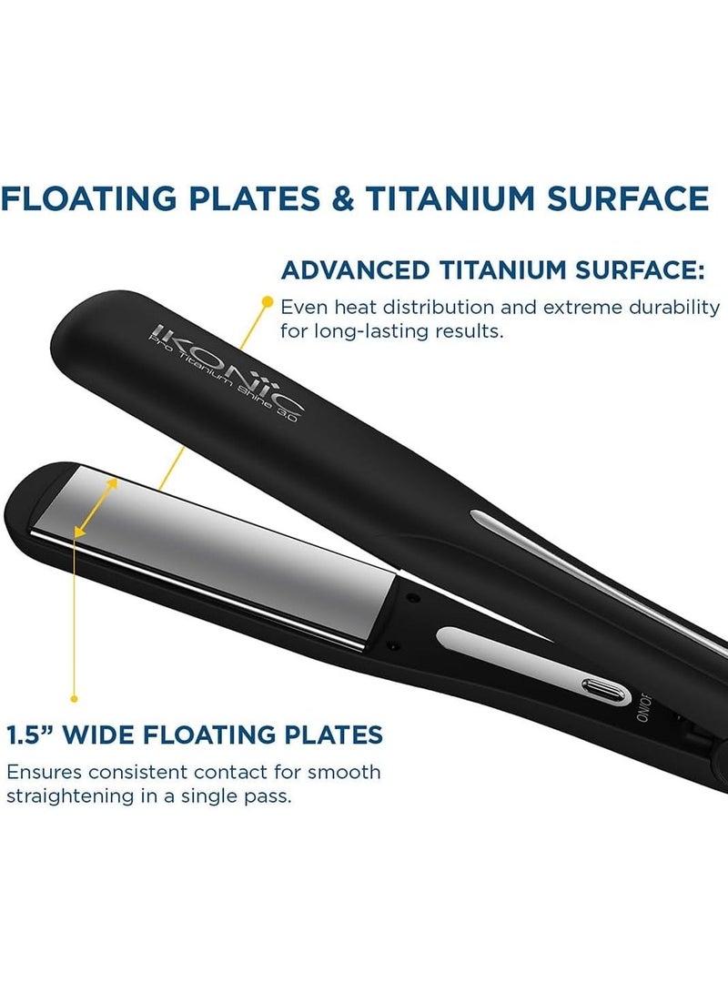 Ikonic Pro Titanium Shine 3.0 Hair Straightener, Dual Floating Titanium Plates, Black - Image 3