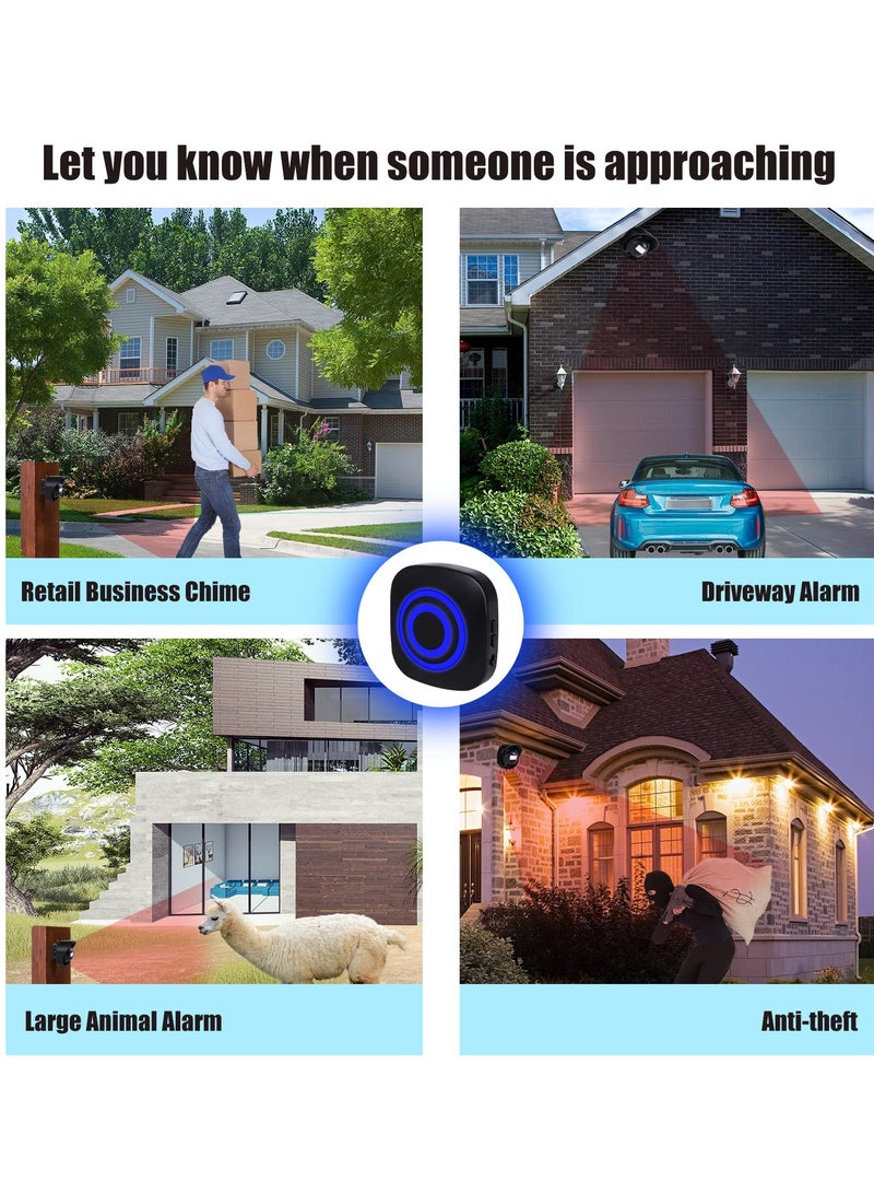 جهاز إنذار للمدخل، جهاز إنذار لاسلكي بمدى 328 قدمًا مقاوم للعوامل الجوية للكشف عن الحركة وتنبيه الأمان، لحماية الممتلكات الداخلية والخارجية (جهاز استقبال واحد واثنان من المستشعرات - 38 نغمة) - Image 3