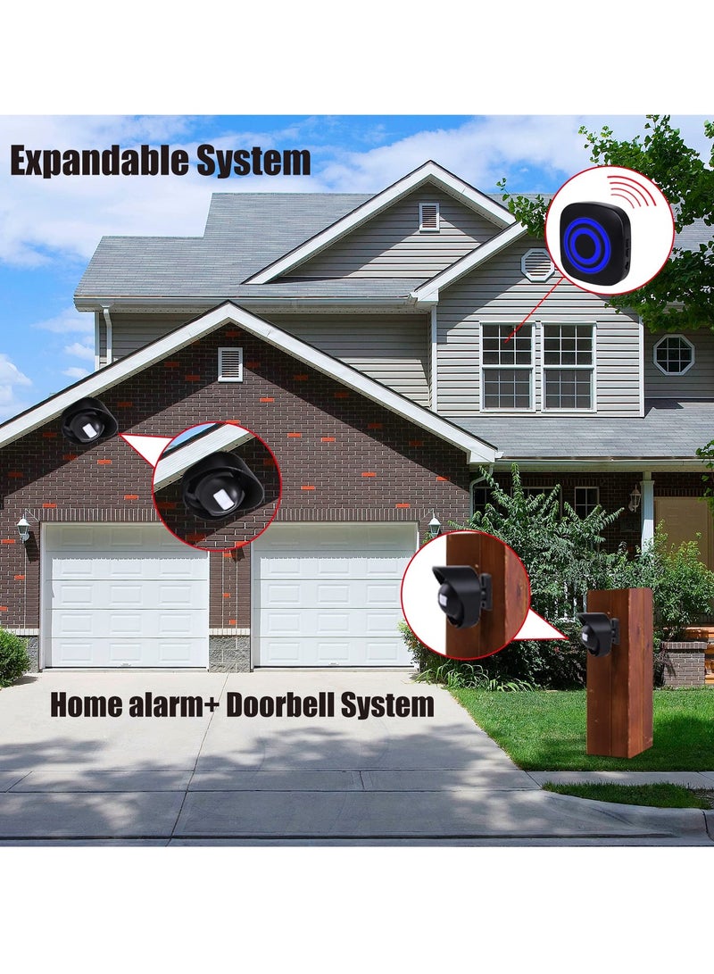 جهاز إنذار للمدخل، جهاز إنذار لاسلكي بمدى 328 قدمًا مقاوم للعوامل الجوية للكشف عن الحركة وتنبيه الأمان، لحماية الممتلكات الداخلية والخارجية (جهاز استقبال واحد واثنان من المستشعرات - 38 نغمة) - Image 4