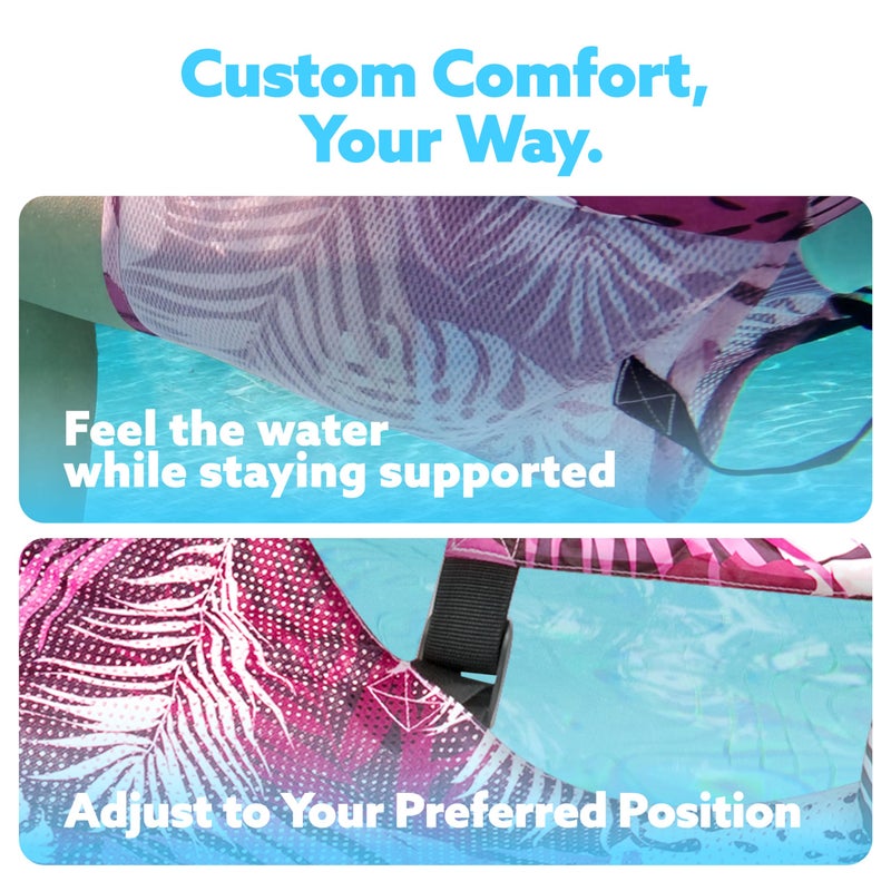 SLOOSH Pool Floats Chairs Adult Inflatable Pool Lounge Plant Pattern Floating Mat Hammock Blow up Water Chairs Noodles rafts for Party Summer Water Beach Fun Pink Leaves - Image 3