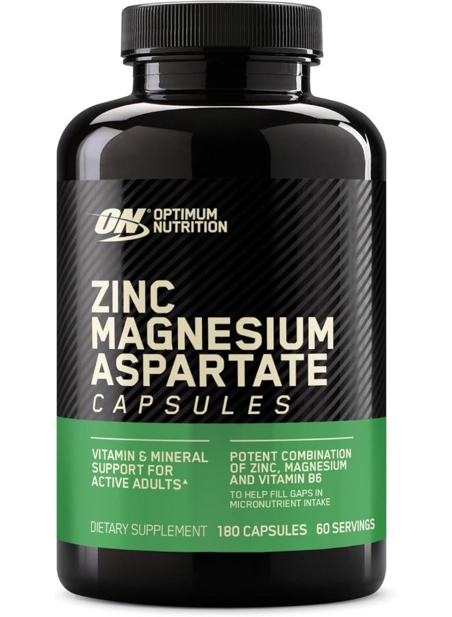 Optimum Nutrition ZMA Zinc for Immune Support, Muscle Recovery and Endurance Supplement for Men and Women, Zinc and Magnesium Supplement - 180 Capsules - Image 1