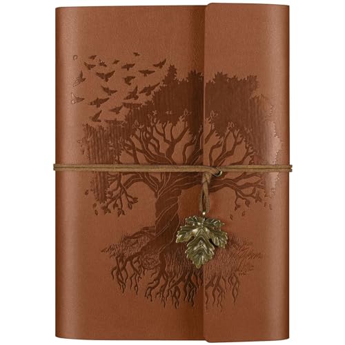 OMEYA PU Leather Journals Notebooks with Blank Pages, Vintage Refillable Journal for Writing, Travel Diary Art Sketchbook to Write in, Gifts for Women, Men, Teen Girls and Boys, 160 Pages (Brown, A5) - Image 1