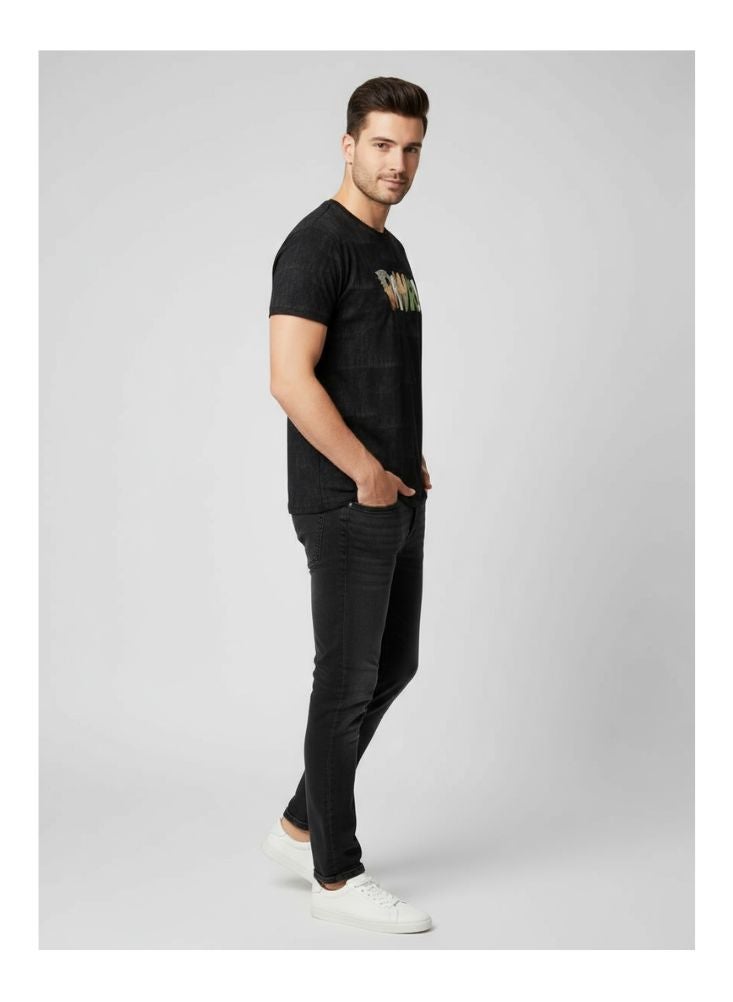 بريميم تي شيرت رجالي أسود منقوش – تي شيرت "راور!" برقبة دائرية وطبعة كوميدية، مناسب للارتداء في الشارع - Image 2