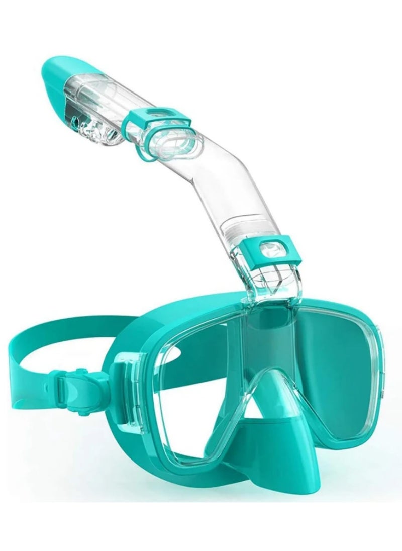Generic Foldable Anti Fog Snorkel Mask Set with Full Dry Top System for Professional Snorkeling and Free Swimming Gear for Adults and Kids Diving Masks S/M Size  - Image 1